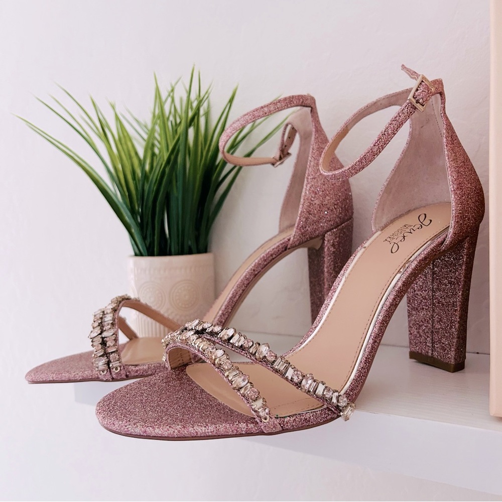 Jewel Badgley Mischka Alia Rose Gold Heel Sandals Size 10